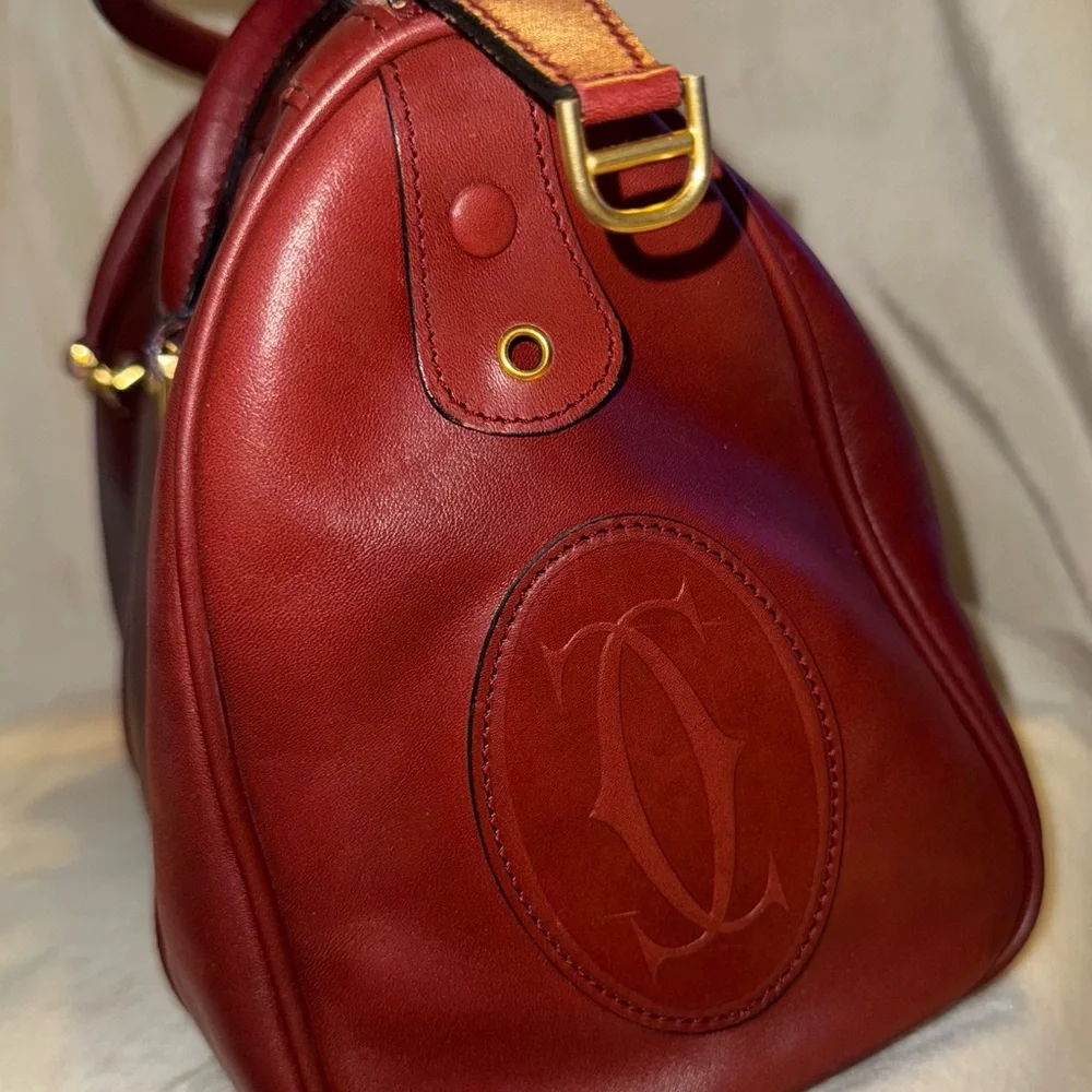 Cartier Elegant Burgundy Leather Handbag COA - Picture 3 of 15